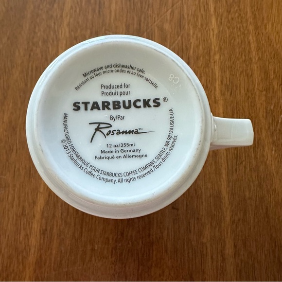 2013 Starbucks White Gold Coffee Mug Cup by Rosanna Art Deco Mid Century 12 oz - Picture 4 of 7